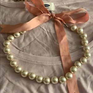 Fashion Pearl Necklace with Ribbon
